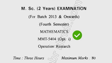 2016 Cdlu MSc Mathematics 4th Sem Operation Research Question Paper
