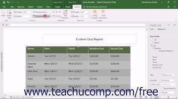 Project 2016 Tutorial Setting Report Table Layout Options Microsoft Training