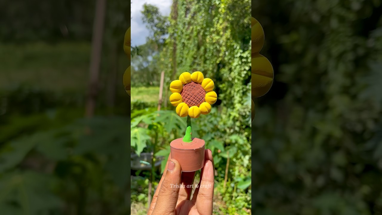 How to make sunflower very easily with clay 