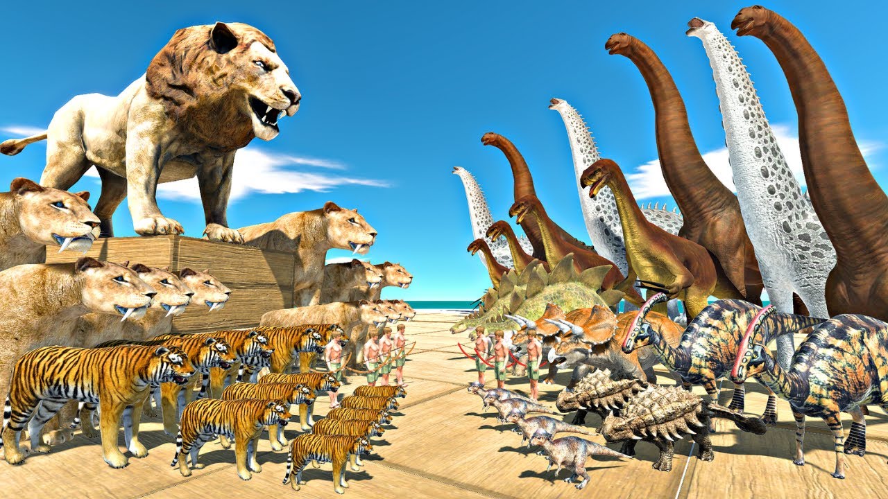 Herbivore Dinosaurs Fights | Lion King Team vs Brachiosaurus - Animal Revolt Battle Simulator