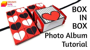 Box in Box Photo Album Tutorial by Srushti Patil | Valentines Day Card | Love Greeting Card Ideas |