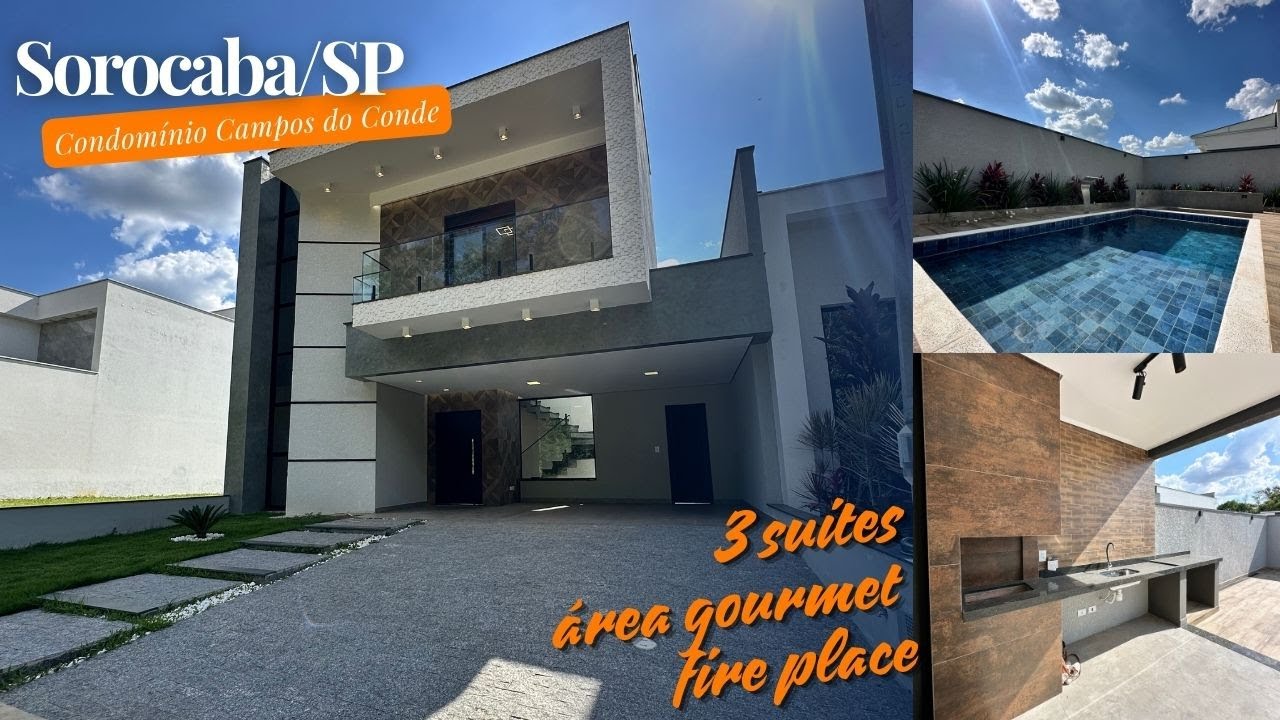 Sorocaba/SP- Condomínio Campos do conde - 3 Suítes, área gourmet e muito mais!