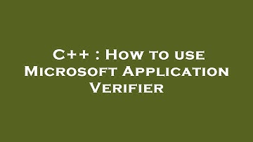 C++ : How to use Microsoft Application Verifier