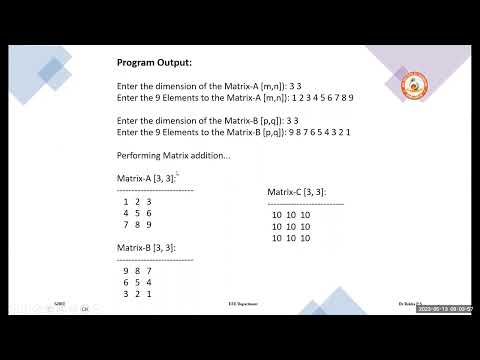 C Program Perform matrix operations - YouTube