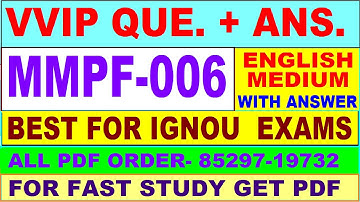 MMPF 006 important questions with answer | mmpf 006 Previous Year Question Paper