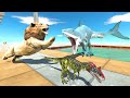 Be quick and cross the dangerous pool of king shark and king lion  animal revolt battle simulator