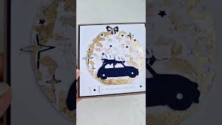 Winter Card with Metal Flakes #anastasiakorvyakova #greetingcard #cardmaking