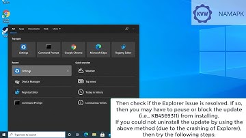 How to Fix Windows Update KB4579311 causing Explorer to Crash repeatedly when Logging In