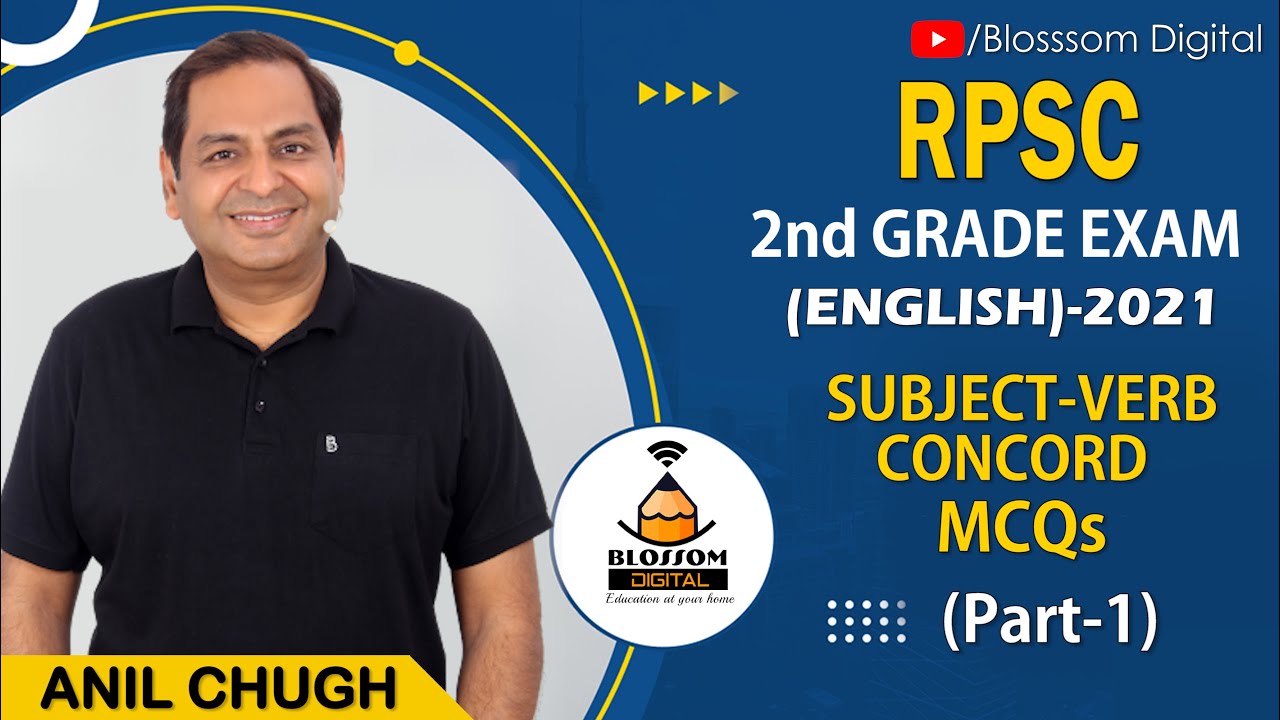 RPSC 2nd Grade English: Subject-Verb Concord MCQs (Part-1)-Anil Chugh