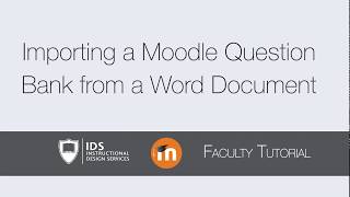 Import Questions from a Word Document into a Moodle Question Bank