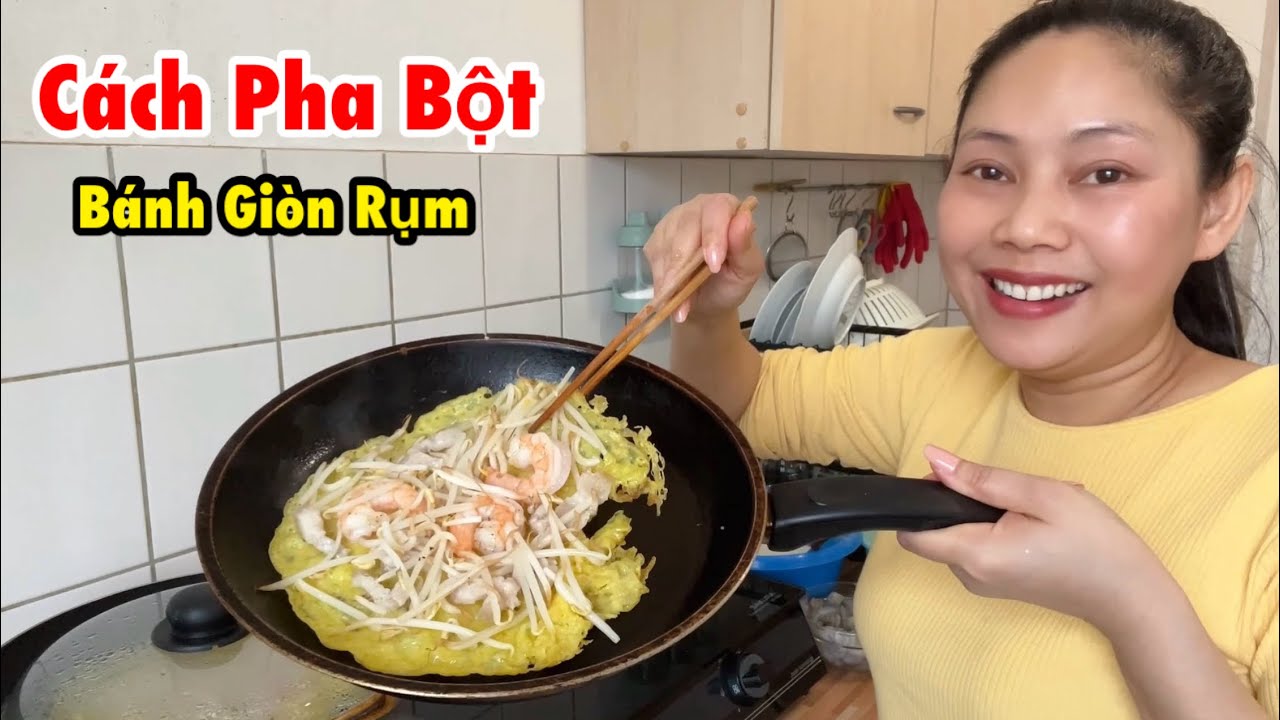 BẬT MÍ BÍ QUYẾT CÁCH PHA BỘT BÁNH XÈO VIỆT NAM GIÒN RỤM , BÁNH XÈO MIỀN TRUNG | CUỘC SỐNG Ở ĐỨC 