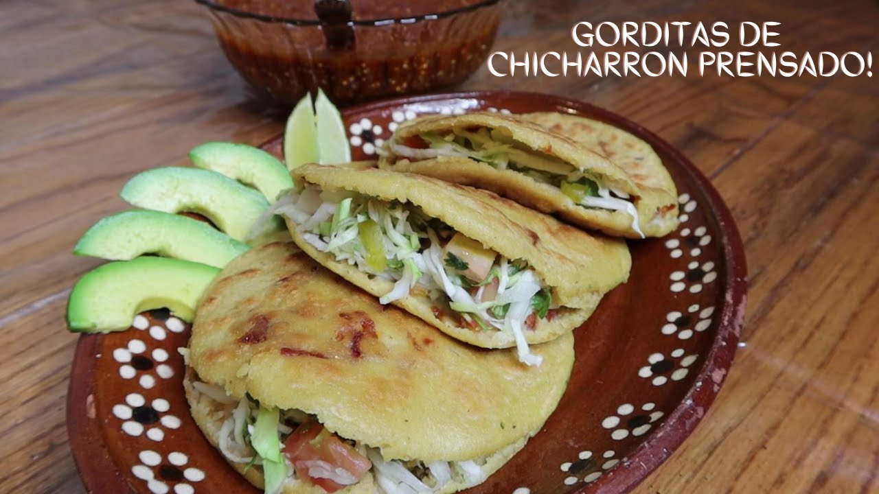 GORDITAS DE CHICHARRON PRENSADO |CON ENSALADA DE REPOLLO Y SALSA| RECETA