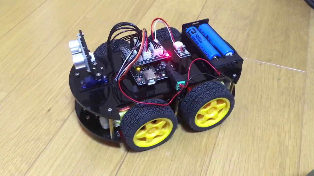 ロボットカー超音波センサで障害物を避ける Arduino Youtube