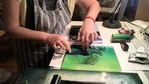 Jeannie Clark - printmaking combining Gelli plate prints with linocuts