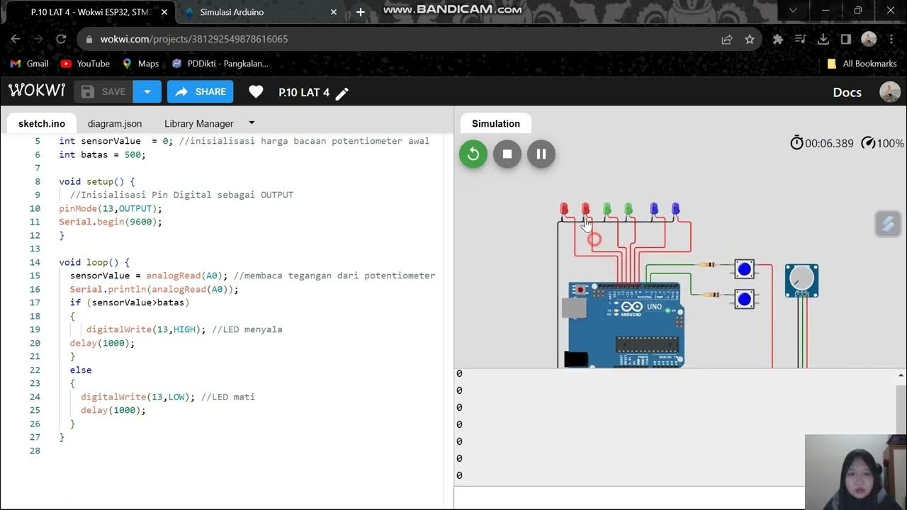 SIMULASI ARDUINO MENGGUNAKAN POTENTIOMETER DAN APLIKASI WOKWI - YouTube