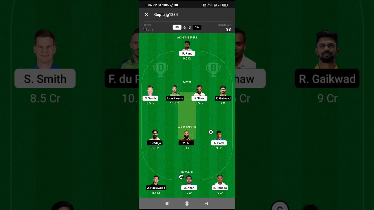 DC vs CSK Dream11 team // Dream11 team T20 4 Oct  2021