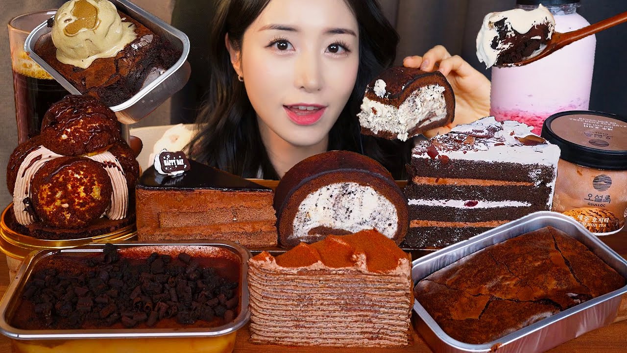 Сахарная вечеринка🍫 Шоколадный Кекс АСМР Мукбанг ДесертㅣDessert Chocolate Cake Mukbang