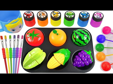 Oddly Satisfying Video | How I Made 6 Fruit Toys into Rainbow Lollipop Candy Balls Stars AND Cutting