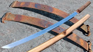 Forging a KATANA Out Of Rusted Toyota Spring – Sword Making