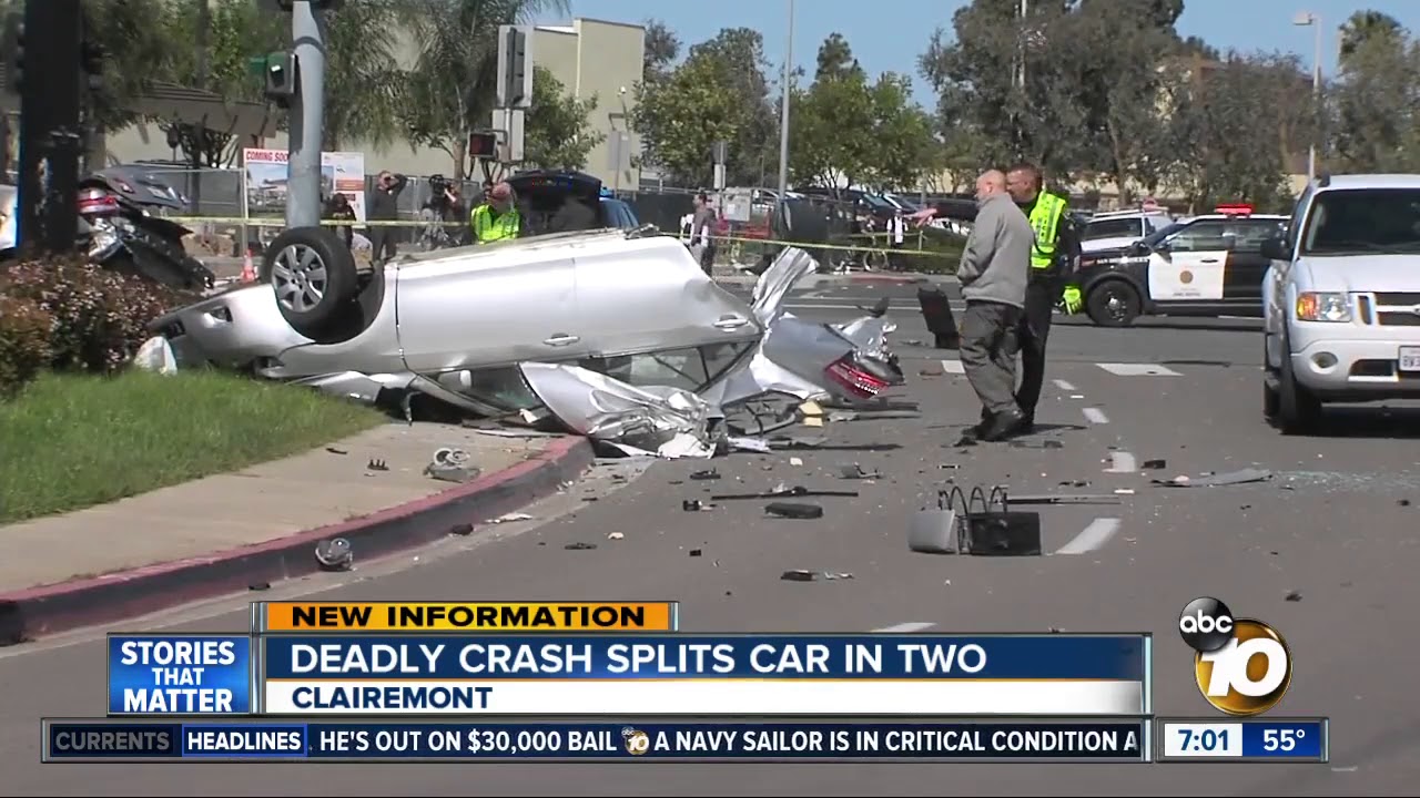 Deadly crash splits car in two - YouTube