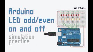 아두이노 예제 08] LED 홀수짝수 점멸 arduino uno odd even led on and off simulation and practice