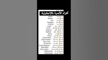 أفراد الأسرة بالإنجليزية 