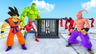 Superheroes : Spiderman Dragon Ball Rescue Spider Gwen Fight Majinbu vs Hulk & Goku | Spider Films