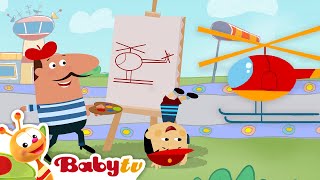 airport art with pierre the painter helicopter drawing for kids videos for toddlers babytv