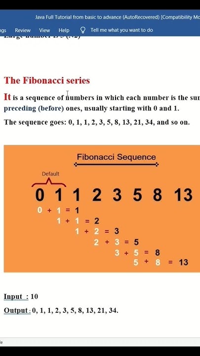 Fibonacci series program in #java #telugu #shorts #viral # ...