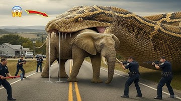 Brave rescue team fights giant python to save poor elephant