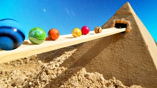 Marble Run Race ASMR Sand Pyramid Survival !!