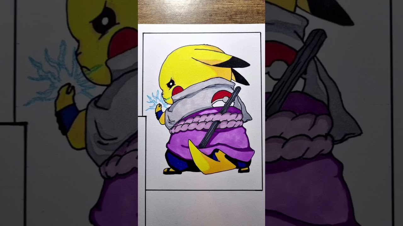 Pikachu drawing in 3 styles 