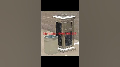 Thùng rác inox đá hoa cương có gạt tàn để sảnh hành lang chân cầu thang máy nhà hàng khách sạn