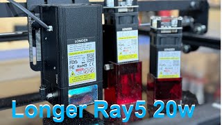 Longer Ray5 20w diode laser upgrade kit. Install and testing.