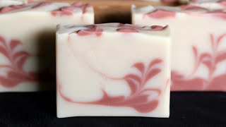 Rose Clay Feather Swirl Soap Making with Hearts on Top