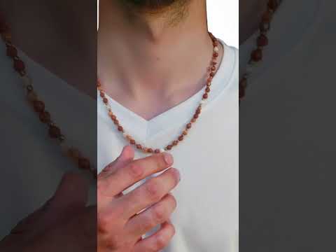 Men's Red Italian Onyx Gemstone Necklace #Jewelry #mensfashion #gemstonenecklace