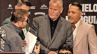 Canelo Alvarez BURSTS OUT on Oscar De La Hoya after NEAR FIGHT AT PRESS CONFERENCE!