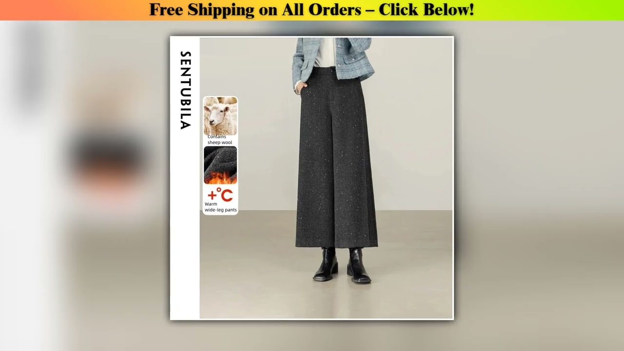 SENTUBILA Women's Wool Blend Wide Leg Cropped Pants Women 2025 Winter New Loose Soft Thick