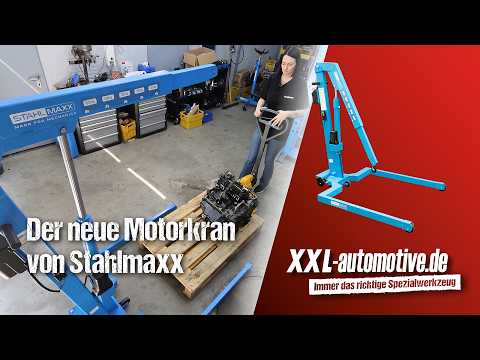 New tool for the auto shop – this is the new battery-powered engine crane from Stahlmaxx