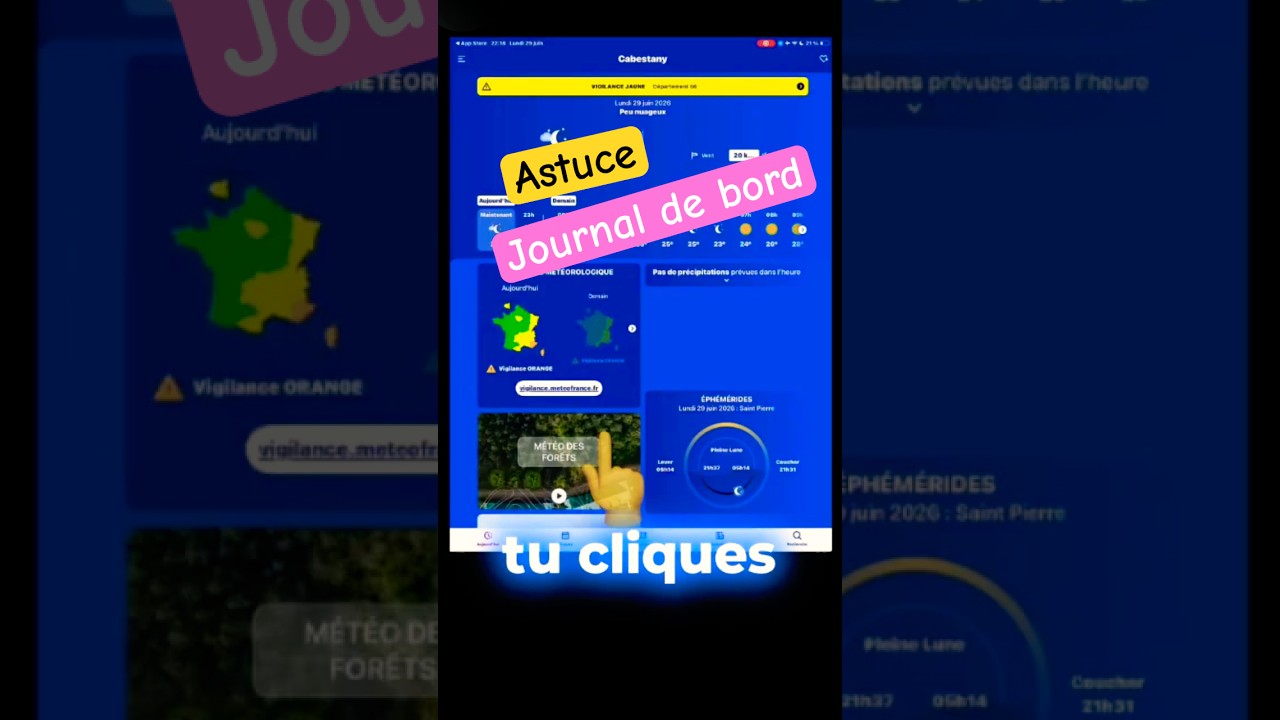 Remplir son journal de bord avec Météo-France