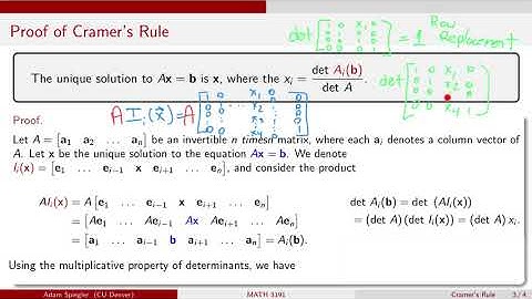MATH 3191: Proof of Cramer