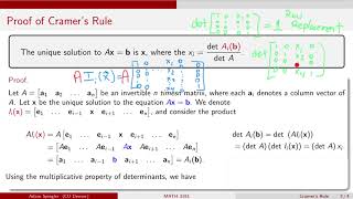 MATH 3191: Proof of Cramer's Rule