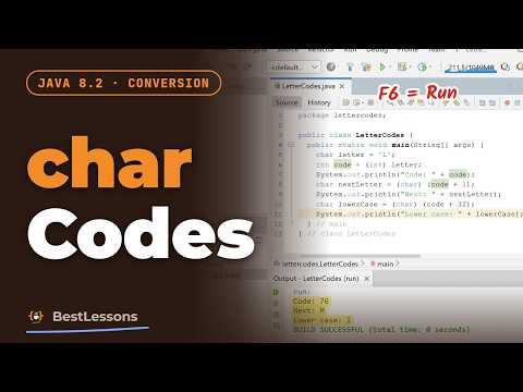 Java 8.2 - Char Codes: (int) and (char), and Sums with Letters