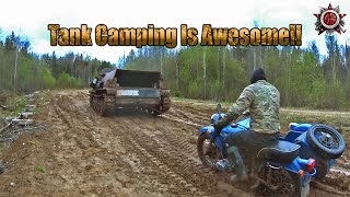 A Tank And A Motorcycle In A Russian Forest What Could Possibly Go Wrong?! #survival #motorcycle