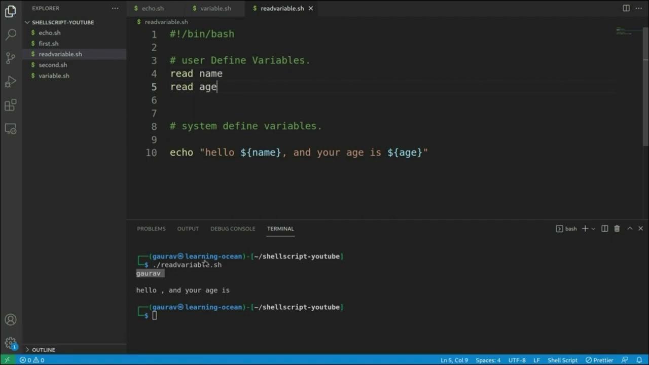 Shell Script tutorials - 11 - Take Input From User in Shell Script ...