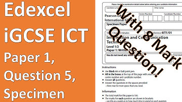 Edexcel iGCSE ICT Specimen Paper 1 Question 5
