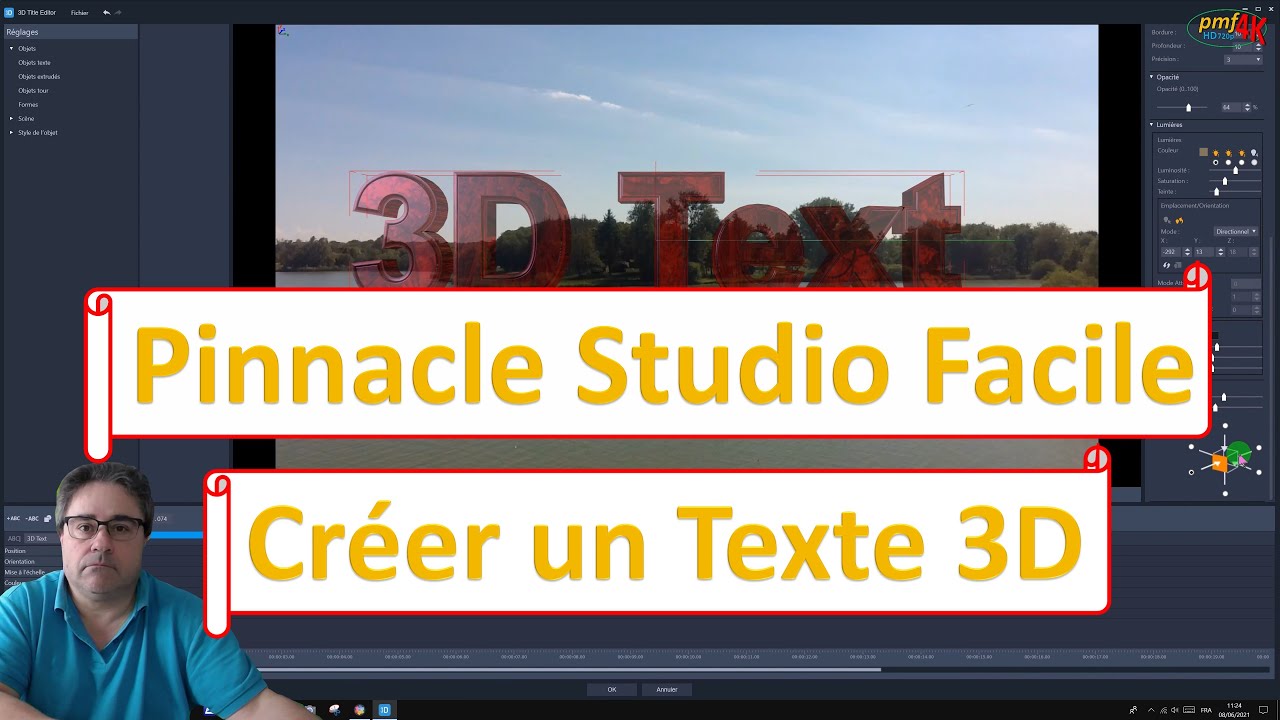 Pinnacle Studio, créer un titre ou un texte en 3D - YouTube