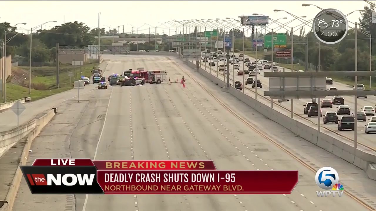 Deadly crash shuts down I-95 northbound in Boynton Beach - YouTube