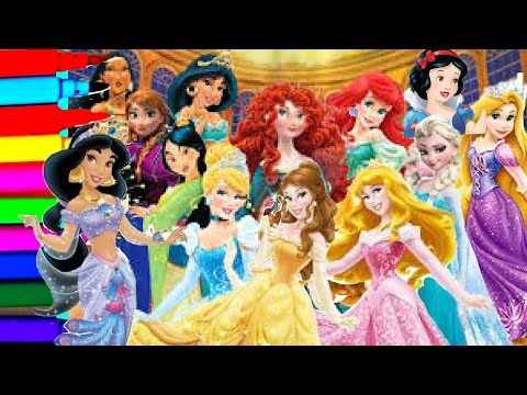 DISNEY PRINCESS Compilation Coloring Book Pages Kids Fun Art Learning Activities Videos For