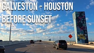 Galveston to Houston before sunset! Drive with me on a Texas highway!